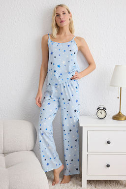 Trendyolmilla Mavi Y?ld?z Desenli Ip Ask?l? Orme Pijama Tak?m? THMSS25PT00169  фото 2