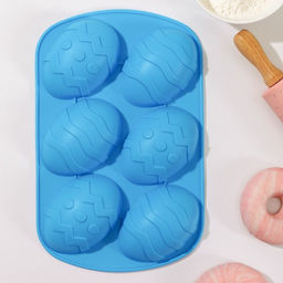 Форма силиконовая для выпечки Доляна Пасха. Пасхальные яйца, 32,5?19,5 см, 6 ячеек (9,7?6,8 см), цвет красный  фото 8