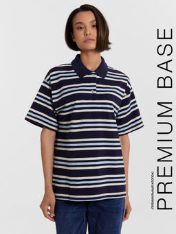 Поло женское синее в полоску