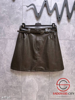 Юбка из матовой экокожи с ремнем - Bruno фото 5