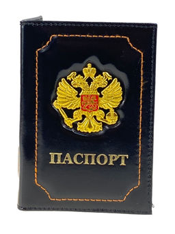 Обложка на паспорт из натуральной кожи, цвет черный