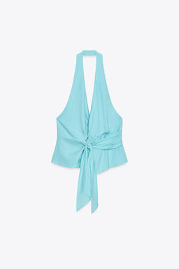 HALTER KNOT TOP IN A LINEN BLEND - Zara фото 3