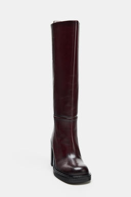 LEATHER BLOCK HEEL BOOTS - Zara фото 5