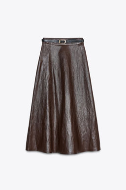 FAUX LEATHER MIDI SKIRT WITH BELT - Zara фото 23