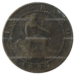 Монета 1 сентимо 1870 года Испания