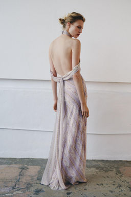 VESTIDO HALTER ESTAMPADO FLORES / Lila claro - Zara фото 3