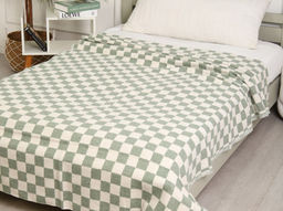 Одеяло байковое 140*205 клетка цв. оливковый (Россия ВВТ)