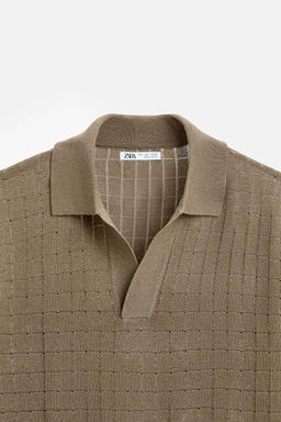 TEXTURED KNIT POLO SHIRT - Zara фото 9