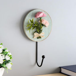 Крючок декоративный дерево «Букетик цветов», ключница настенная, 17.5×10×4.5 см