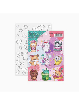 Цена за 10 шт. Наклейки детские бумажные «Милые персонажи», c раскраской, 10×14 см