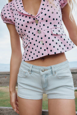 TRF MID-WAIST BELT LOOP DENIM BERMUDA SHORTS - Zara фото 25
