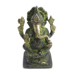 Ганеш благославляющий на процветание и удачу бронза 12см-8см 9348гр