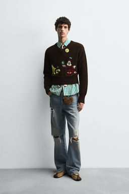 RIPPED FLARE FIT JEANS HARRY LAMBERT FOR ZARA X DISNEY