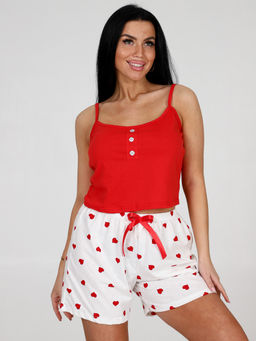 927-П ЖЕНСКАЯ ПИЖАМА (шорты, топ) (Сердечки) - А-дина фото 2