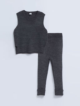 Bisiklet Yaka Basic Erkek Bebek Triko S?veter ve Tayt 2li Tak?m