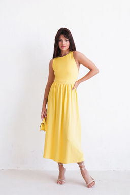 Платье с перекрещенными бретелями жёлтое - Martichelli фото 17