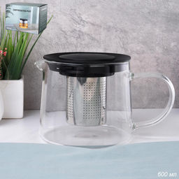 Чайник 600 мл жаропрочное стекло / 9456 /уп 60/* с нейлоновой крышкой - Галеонтрейд фото 4