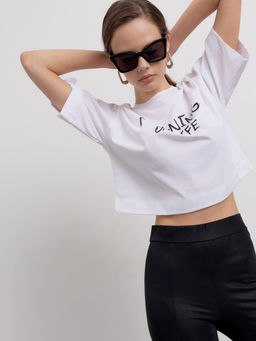 CONTE LD 2715 Укороченная футболка из хлопка с рисунком white-meaning - Conte elegant фото 2