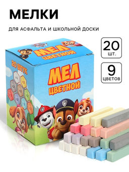 Мелки цветные школьные, набор 20 шт. «Щенки», прямоугольные