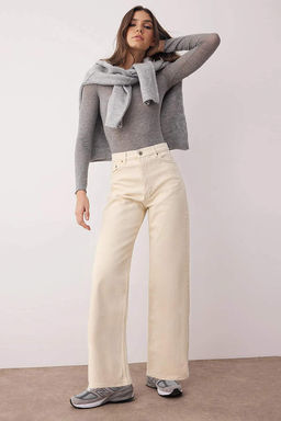 Koyu Kahverengi Yuksek Bel Bilek Boy Culotte %100 Pamuklu Jeans TWOAW26JE00190 - Trendyolmilla фото 16