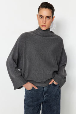 Antrasit Yumusak Dokulu Genis Kal?p Triko Kazak TWOAW20KZ1059 - Trendyolmilla фото 7