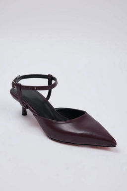 Bordo Bilekten Baglamal? Sivri Burun Kad?n Kitten Topuklu Ayakkab? 
TAKAW26TO00008 - Trendyolmilla фото 3