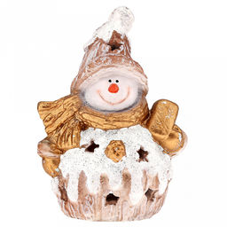 Скульптура-фигура для сада из полистоуна Снеговик с конфетой 16х22см (Россия)