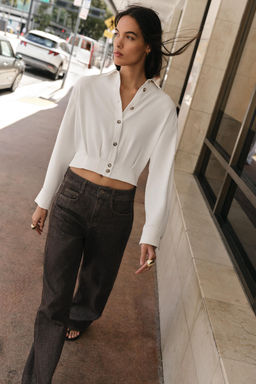 SHORT SHIRT WITH SHOULDER TABS - Zara фото 9