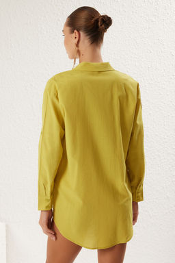 TRENDYOLMILLA Mint Dokuma Flaml? Pamuk Plaj Gomlegi TBESS25GO00012 фото 11