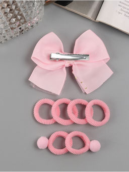 Цена за 2 шт. Набор для волос «Сьюзи», 7 шт.: зажим 8 см, 6 резинок 2.5 см, звёзды, розовый