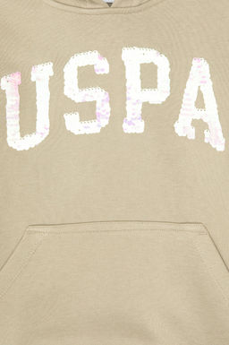 K_z _ocuk A__k Haki Payet __lemeli Kap__onlu Basic Sweatshirt Sepette S_rpriz _ndirim - U.s. polo assn фото 4