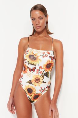 Cicek Desenli Kare Yaka High Leg Mayo TBESS23MA00311