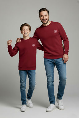 Bordo S?rt Bask?l? Erkek Cocuk Duz Orme Mini Me Sweatshirt TKDAW25SW00115 - Trendyolmilla фото 4