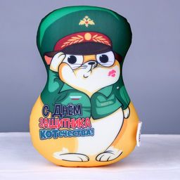 Игрушка антистресс кот «С днем защитника Котечества!»