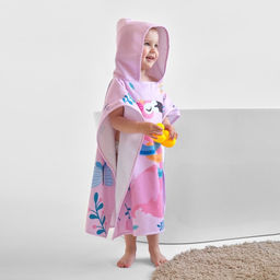 Полотенце-пончо детское махровое Крошка Я Фламинго 60х120 см, 50% хл, 50% пэ  фото 2