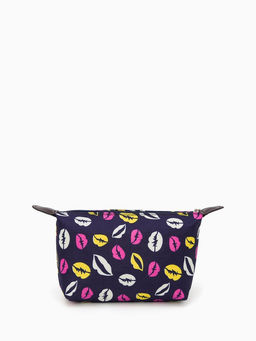 Косметичка простая на молнии, средний размер, с принтом, синяя