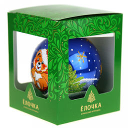 Елочная игрушка шар стеклянная Мишка на санках д8,5см, ручная художественная роспись, цвета микс, подарочная упаковка (Россия) - Домашняя Мода фото 3