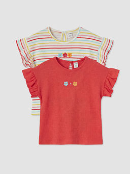 Bisiklet Yaka Nak??l? K?z ?ocuk Ti??rt 2li