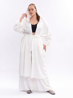 Льняной кардиган с капюшоном TPL51652WHT04