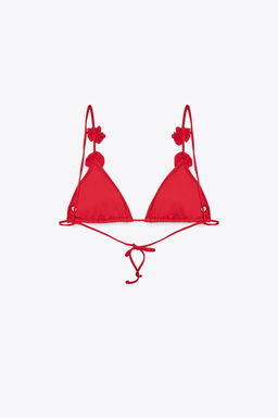 RAISED FLORAL TRIANGLE BIKINI TOP - Zara фото 7