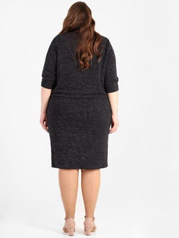 Платье трикотажное офисное теплое - Almond фото 3