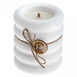 Свеча "Мишель" д10см, h12см, парафин, в подсвечнике из гипса, белый, время горения 17 часов (Россия)