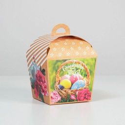 Коробка кондитерская складная, упаковка «Счастливой Пасхи», 17 х 17 х 26 см