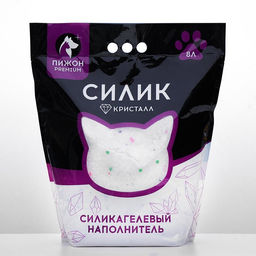 Наполнитель силикагелевый Пижон Premium Crystal, колотый, 8 л