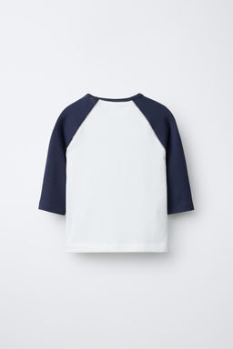 CAMISETA MANGA RANGLAN TEXTO CON MODAL / Marino / Blanco - Zara фото 3