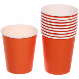 Цена за 6 шт. Стакан бумажный 0,2л в наборе 10 шт "Оранжевый"