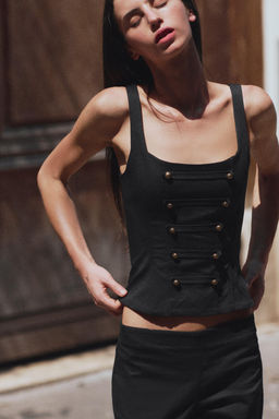 TOP CORSETERO BOTONES / Negro - Zara фото 4