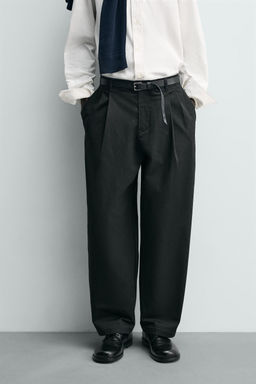 PANTAL?N WIDE FIT PLIEGUES / Negro - Zara фото 2