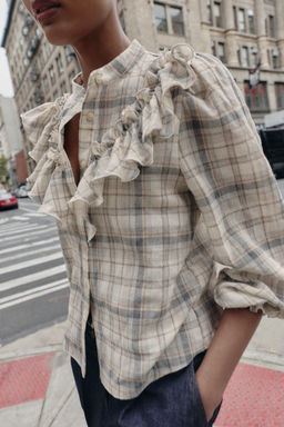 CHECK SHIRT WITH RUFFLES