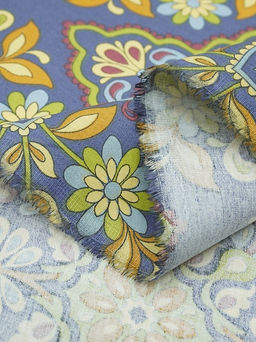 Сатин Мандала цветов цв.джинсово-фиолетовый, ш.2.5м, хлопок-100%, 115гр/м.кв - Купава фото 5